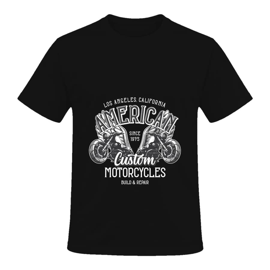 T-shirt — Moto custom · Route libre — Devant — Noir